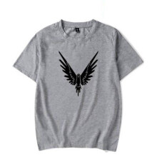 (Gray, S) Birds Printing T Shirt Men Short Sleeve Top Clothes Fashion Round Neck Shirt