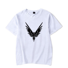 (White, M) Birds Printing T Shirt Men Short Sleeve Top Clothes Fashion Round Neck Shirt