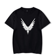 (Black, M) Birds Printing T Shirt Men Short Sleeve Top Clothes Fashion Round Neck Shirt