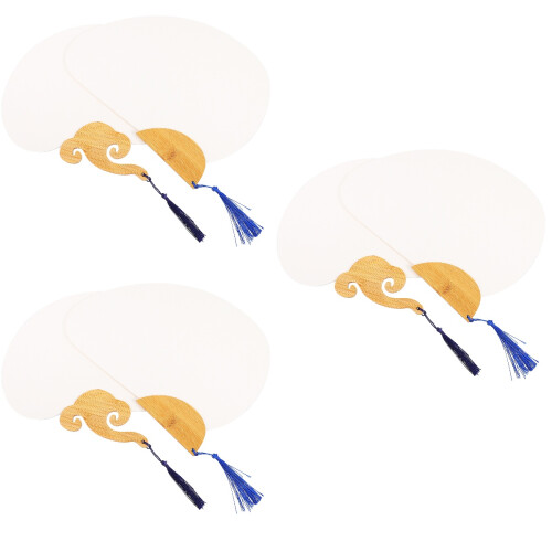 6Pièces Éventails À Décorer Double-Face Manche Bambou Pour Enfants 2