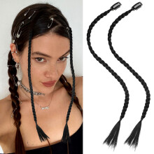 6Pièces Perruques Tressées Synthétiques Noires Pour Cosplay Femme