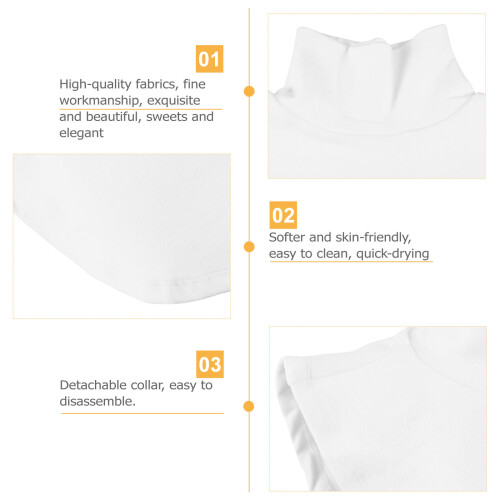 1Pc White Cotton False Collar Women High Collar Decorative Accessory 2