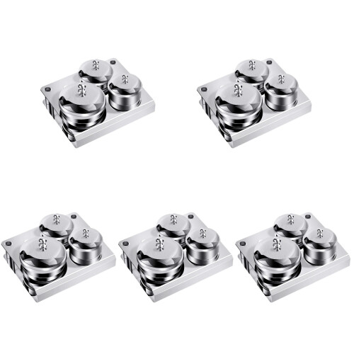 5Sets Silver Stainless Steel Multi-Function Nail Powder Mixing Cups 2