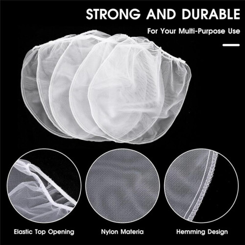 10 Pcs Paint Strainer Bag, 1 Gallon Paint Filter with Elastic Drawstring White Fine Mesh Top Opening Nylon Mesh Filter 2