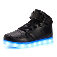 (Black,29)USB Wiederaufladbare LED Leuchten High Top Turnschuhe Kinder Freizeit Schuhe Board