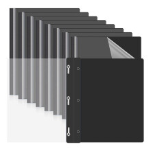 10er-Packung Berichtsmappen mit 3-Zinken-Verschluss, Präsentationsmappen, Kunststoff-Berichtsmappe mit Schwarzem Rückendeckel