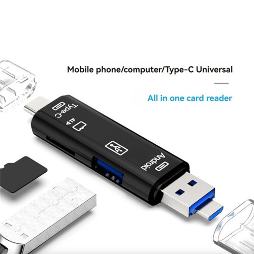 3-In-1 Card Reader with OTG Function Support USB 2.0 /Type C/USB Function Micro-USB Memory Card White 2