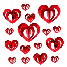 80PCS 3D Love Pendant Valentine's Day Wedding Decoration Hollow Pendant Home Decoration