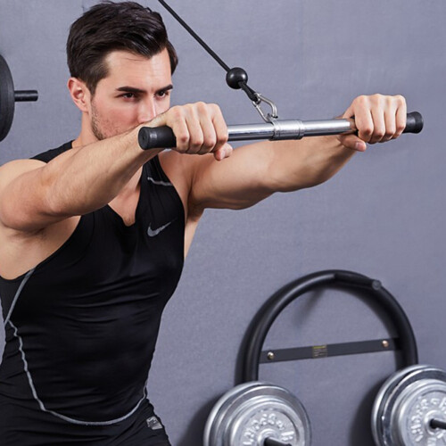 Pull Down Bar Gym Rotating Straight Bar for Cable Machine Attachments Rowing Workout Biceps Home Gym Training Equipment 2