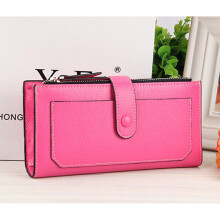 (Rose Red) Fashion Lady Womens Leather Clutch Wallet Long Card Holder Purse Handbags Cases
