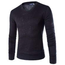 (Black,2XL)Hombres Manga Larga Cuello en V Tejido Cárdigan Pullover Calentador Jersey Suéter Prenda para el torso Camisa