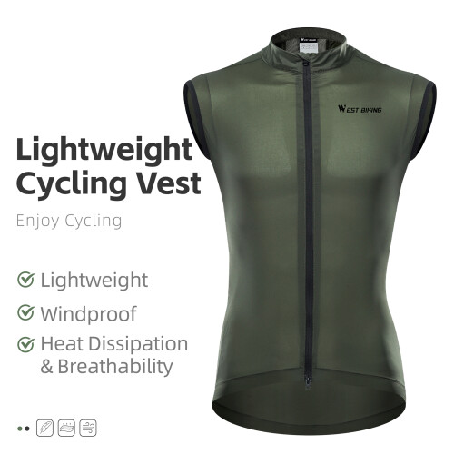 Gilet de cyclisme Noir/Vert S-3XL Léger 2