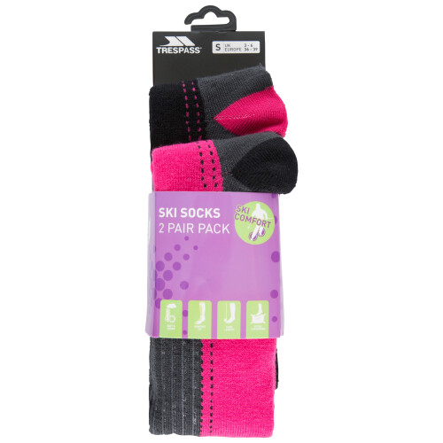 Trespass (3/6, Cassis/Black) Trespass Womens Ski Socks 2 Pack Janus II 1