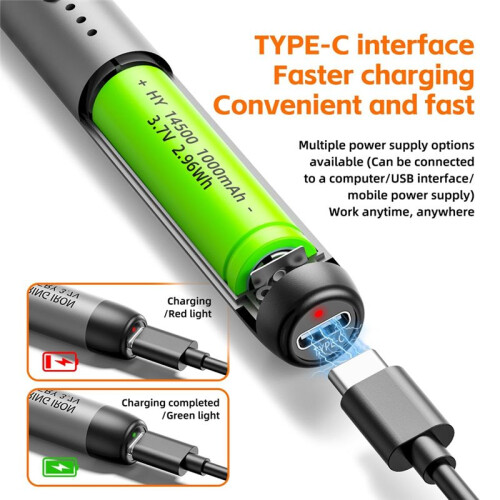 Cordless USB Digital Soldering Iron Adjustable Temperature Type-C Interface Intelligent Solder Welding Iron Tool 2