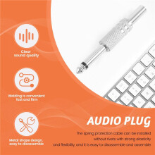 6.35mm Mono Amplifier Plug 1/4Inch Male Mono Monaural Jack Audio Cable Connector Plug Microphone Audio Connectors 10Pcs