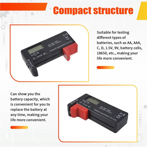 BT-168 PRO Batterijcapaciteitstester Digitale Batterijchecker Plastic Draagbare Celtester voor AA 1,5V 9V