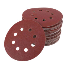 50Pz Carta Vetrata Rotonda da 125 Mm con Otto Fogli di Carta con Disco a Otto Fori Disco Grana 40/60/80/120/240 con Disco Levigabile