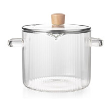 Pentola per Cuocere A Fuoco Lento In Vetro, Pentola per Cucinare In Vetro con Coperchio - 1,8 L (60 Once) Pentola per Fornello In Vetro Borosilicato