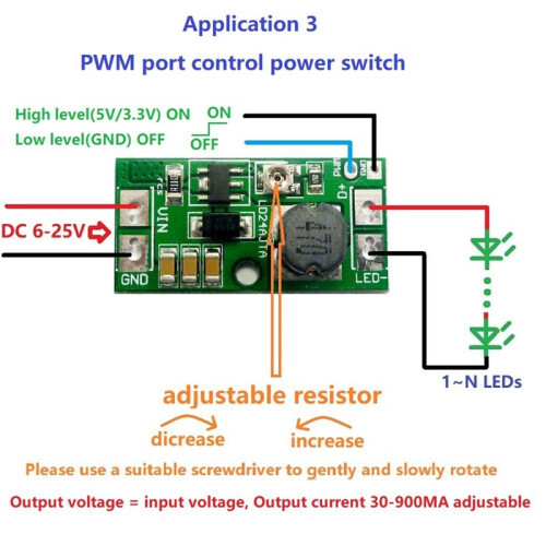 LD24AJTA  9V 12V 18V 24V 20W Adjustable LED Driver PWM Controller - Step-Down Constant Current Converter 1PCS 1