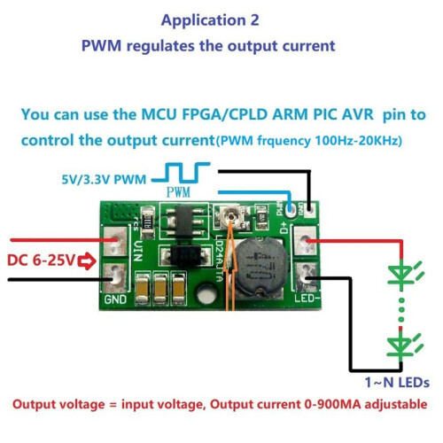 LD24AJTA  9V 12V 18V 24V 20W Adjustable LED Driver PWM Controller - Step-Down Constant Current Converter 1PCS 2
