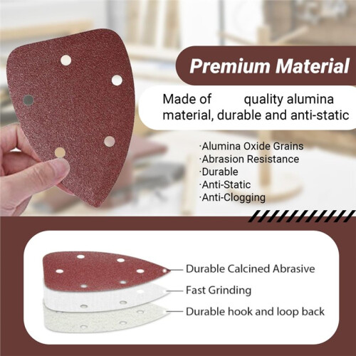 Multi Tool Sanding Pads, 60 Pcs Mouse Detail  SanderPads, 5 Hole Sanding Sheets Assorted for Sander SandersPads 2