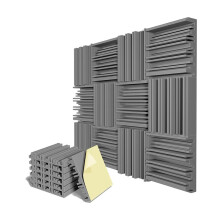 6 Pcs Self-Adhesive Acoustic Foam Panels,12 X 12 X 2 Inches Sound Absorbing Foam,Recording Studio Sound Proof Foam Grey