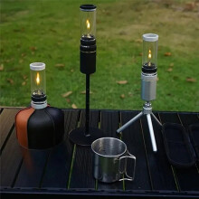 Windproof Portable Gas Lantern for Camping Adjustable Outdoor Gas Candlelight Lamp for Mountaineering Fishing & BBQ A