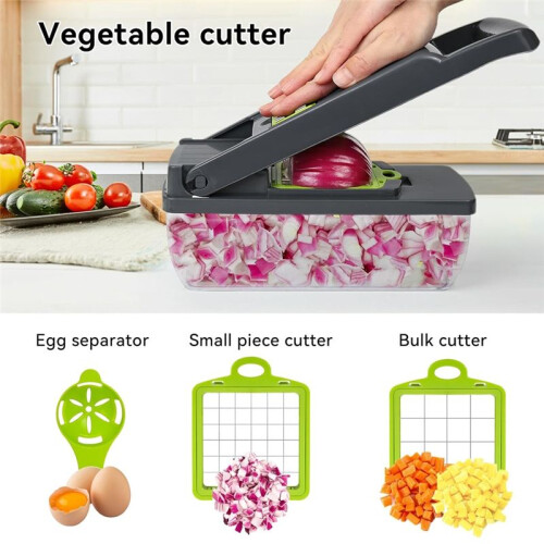 16 in 1 Vegetable Cutter with Container Home Kitchen Multi-Function Vegetable Cutter Portable Easy to Clean 2