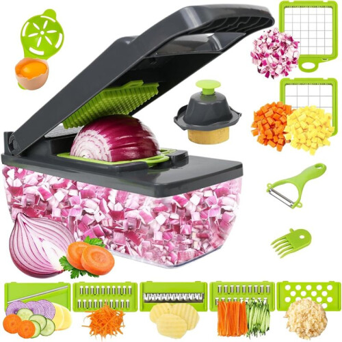 16 in 1 Vegetable Cutter with Container Home Kitchen Multi-Function Vegetable Cutter Portable Easy to Clean 1