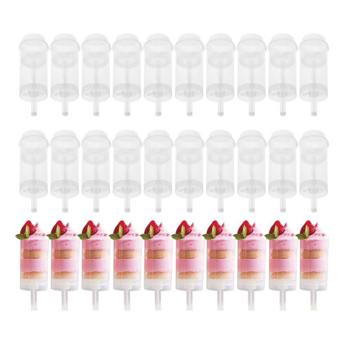 40Pcs Food Pusher Round Shaped Push-Pops Cake Cup with Lid Cake Push Pops Containers Cakepop Round Plastic Container 1