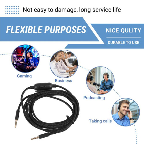 Headset Cable for  G433 G233 GPRO X Universal Game Headset Audio Cable 2M 2