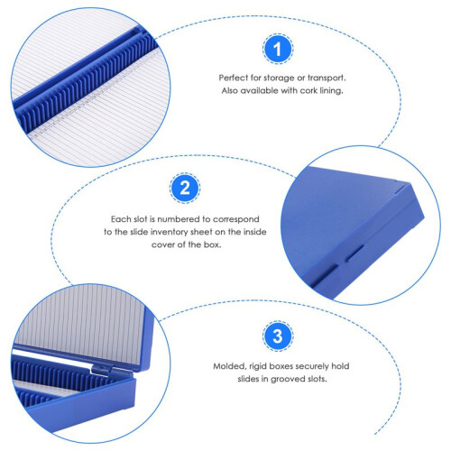 Royal  Plastic Rectangle Hold 100 Microslide Slide Microscope Box 2