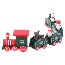 3Stk Weihnachtszug Grün Aus Holz Deko Schneemann