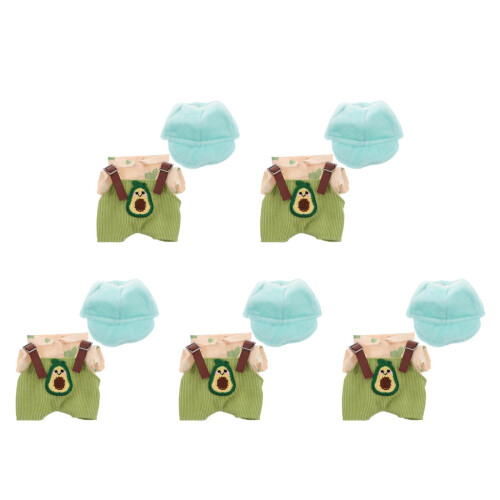 5Stk Puppen-Overall Set Plüsch Mit Hut Kleidungs-Accessoires 2