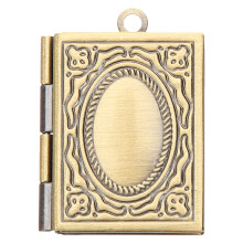 2Stk Buch Medaillon Anhänger Metall Vintage Offnbar Für Damen