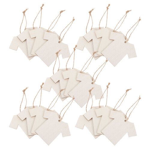 40Stk Beige Holz-Tags Mit Schnur Für Labeling Und Geschenkverpackung