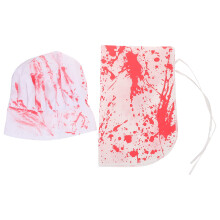 2Sets Breathable Zombie Chef Apron and Bloodsplattered Hat