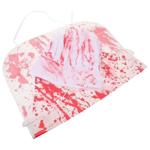 2Sets Breathable Zombie Chef Apron and Bloodsplattered Hat 1