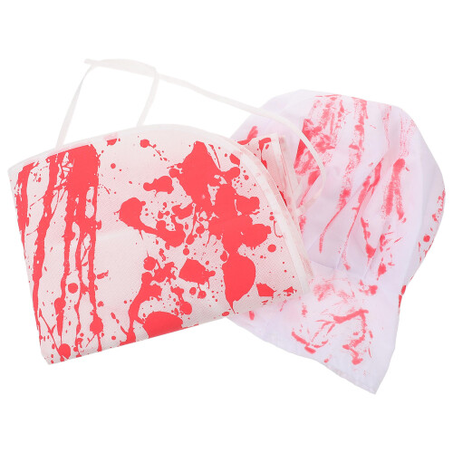 2Sets Breathable Zombie Chef Apron and Bloodsplattered Hat 2