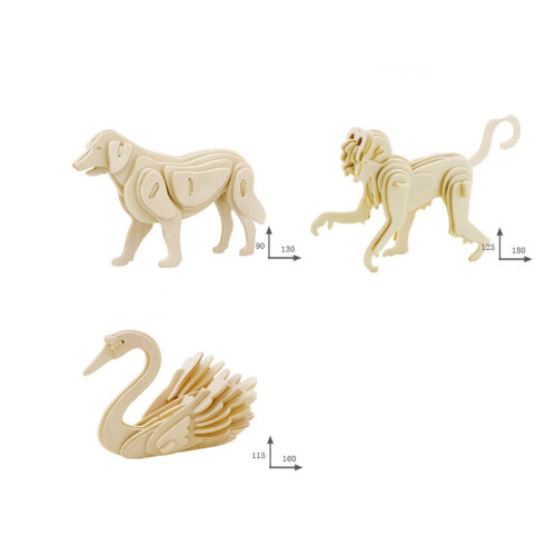 2Sets Holz 3D Puzzles Beige Kinderpuzzles - & Dekorationsspiel 1