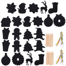 3Sets Kratzpapier Weihnachtsmotive DIY Mit Holzstab Für Zuhause