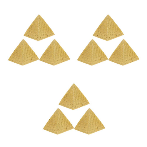 9Stk Mini Ägyptische Pyramiden Resin Figuren Gold 2