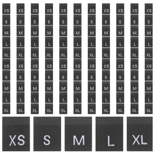1500Pcs Black Washable Polyester Size Labels for Clothes and Costumes 2
