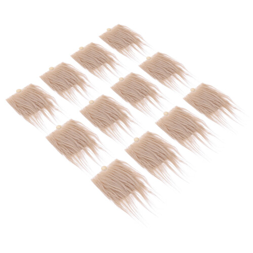 24Sets DIY Bärtchen Kunstfell Khaki Mit Holzperlen 1