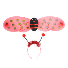 3Sets Creative Red Ladybug Wings and Headband for Girls Party Dress-Up