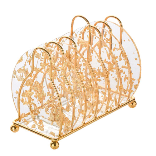 2Sets Edle -Untersetzer Mit Halter Gold, Für Und Getränke