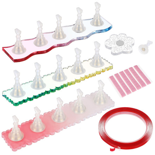 3Sets Nail Stand Kit Plastic Holder for Press on Nails Assorted Colors