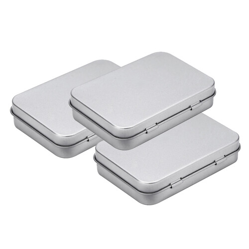 3Pièces Boîtes En Tôle Matte Argentée Pour Rangement Maison