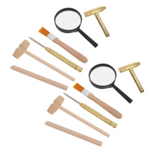 2Ensembles Kit D'archéologie Enfants Bois Métal Outils Colorés
