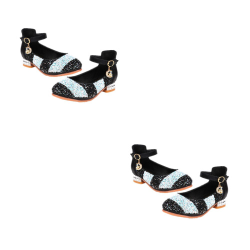 2Paare Glitzer Schuhe Strap Tanzschuhe 2